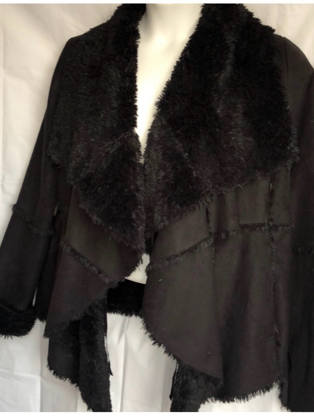Calvin Klein Black Teddy Trim Open-Front Jacket